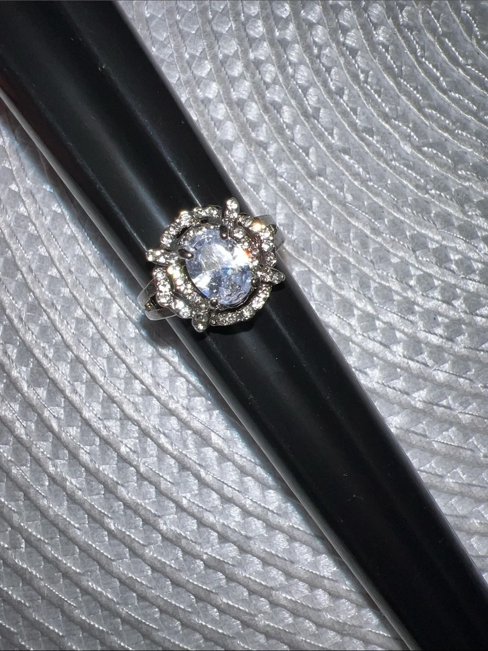 Silver-Tone Clear Crystal Halo Ring - Women's Jewelry